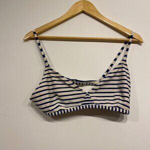 J.Crew Blue and White Striped Bikini Top Size Large